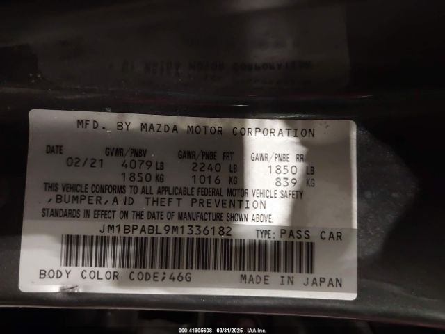 JM1BPABL9M1336182 Mazda MAZDA3