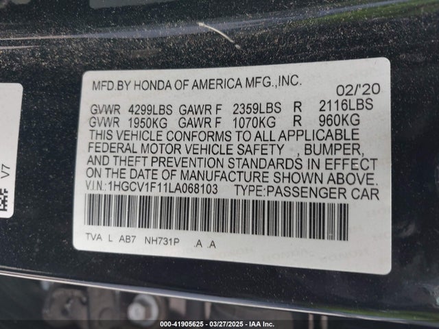 1HGCV1F11LA068103 Honda ACCORD LX