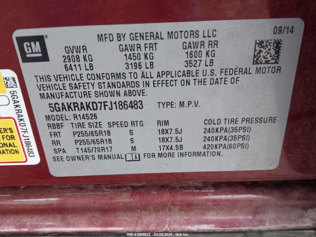 5GAKRAKD7FJ186483 Buick Enclave Convenience
