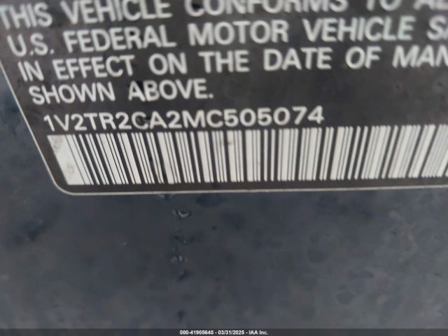 1V2TR2CA2MC505074 Volkswagen Atlas 3.6l V6 Sel Premium