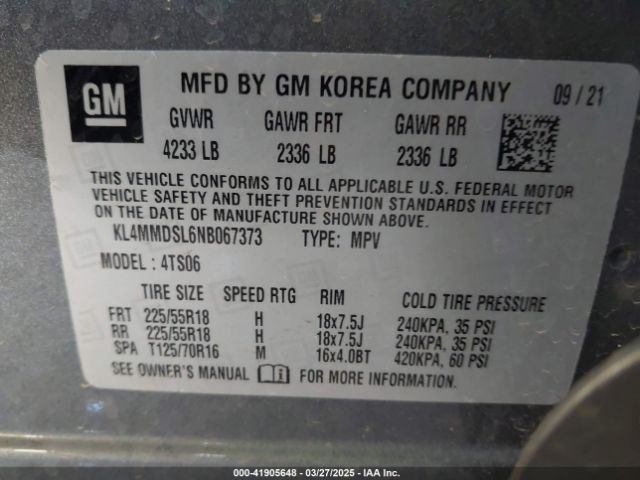 KL4MMDSL6NB067373 Buick Encore Gx Fwd Select