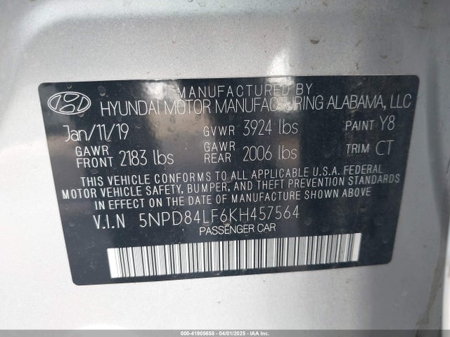 Hyundai ELANTRA SEL 2019 5NPD84LF6KH457564 Image 9