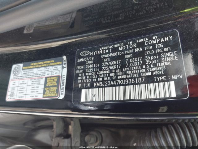 KM8J23A47KU936187 Hyundai TUCSON SE