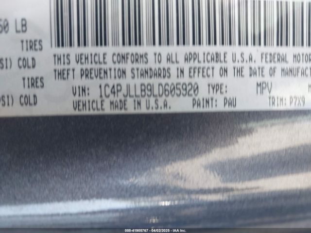 1C4PJLLB9LD605920 Jeep Cherokee Latitude Plus Fwd