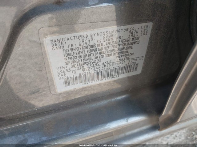 Nissan SENTRA S 2019 3N1AB7AP2KY240651 Image 9