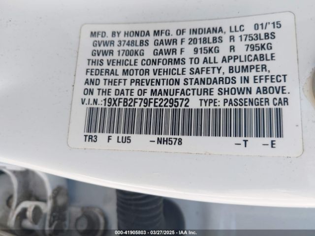 19XFB2F79FE229572 Honda CIVIC SE