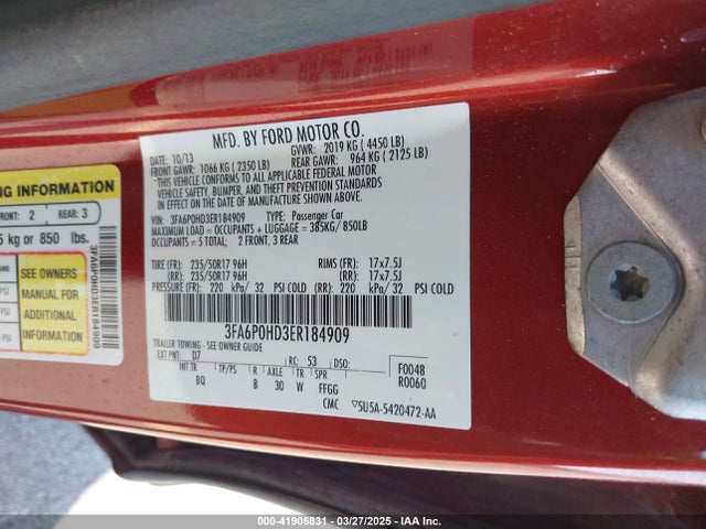 3FA6P0HD3ER184909 Ford FUSION SE