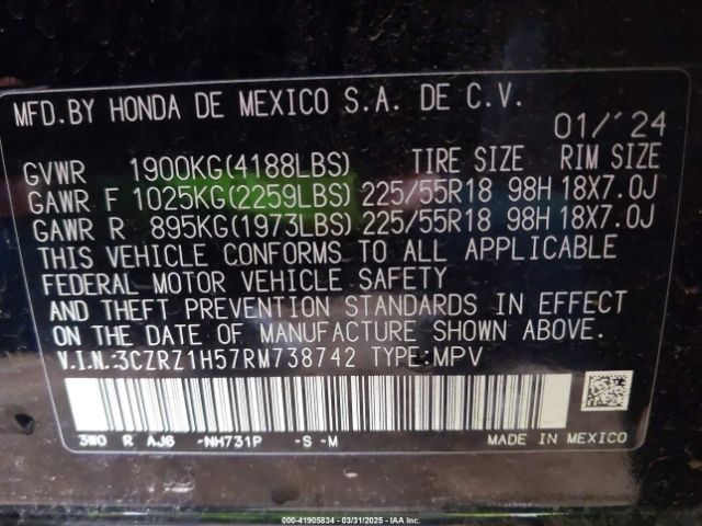 2024 HONDA HR-V 3CZRZ1H57RM738742 Photo 8