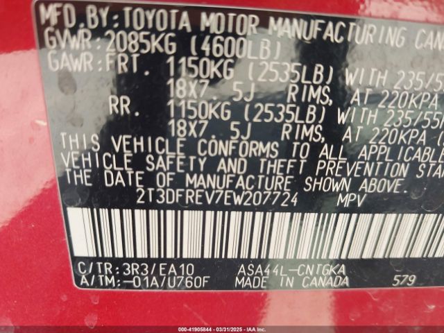 2014 TOYOTA RAV4 2T3DFREV7EW207724 Photo 8