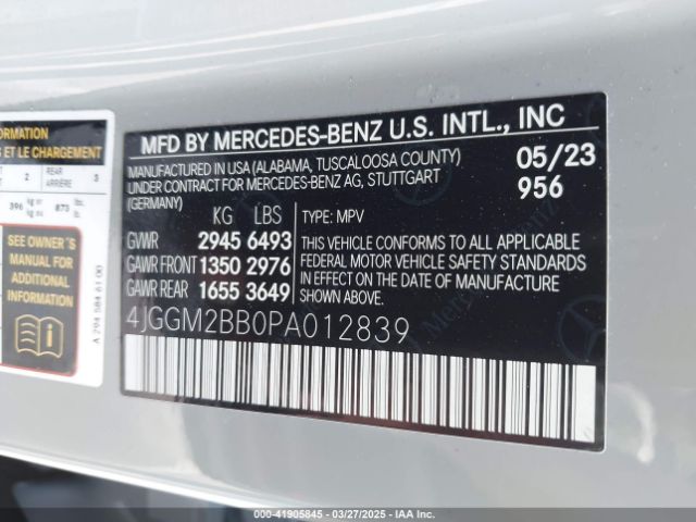 4JGGM2BB0PA012839 Mercedes-Benz Eqe 350+ Suv