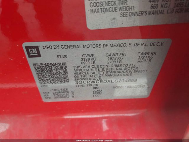 3GCPWCEDXLG234558 Chevrolet Silverado 1500 2wd  Short Bed Lt