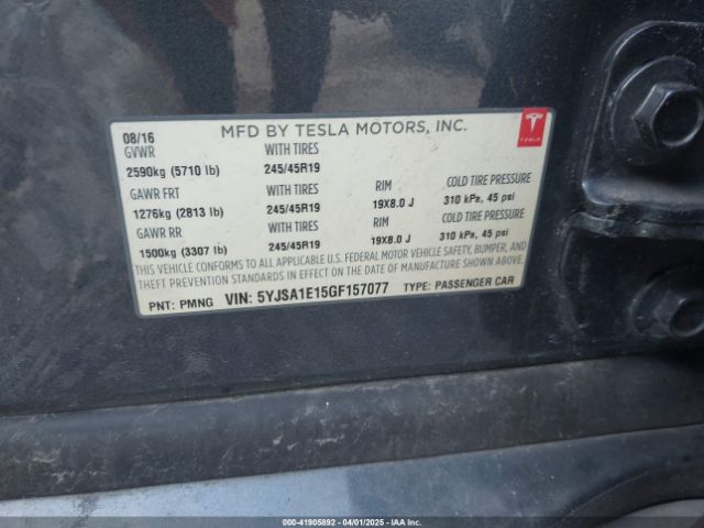 5YJSA1E15GF157077 Tesla MODEL S