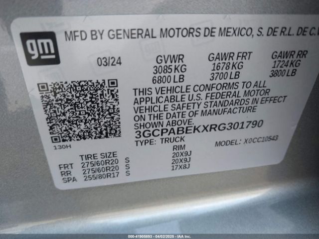 3GCPABEKXRG301790 Chevrolet Silverado 1500 2wd  Short Bed Custom