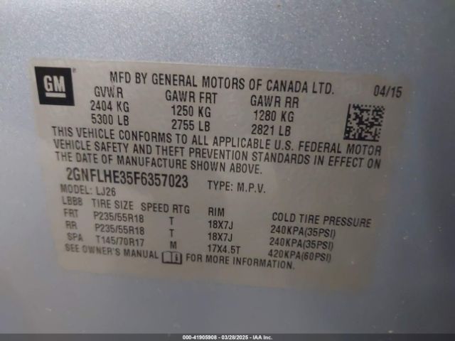 2GNFLHE35F6357023 Chevrolet Equinox Ltz