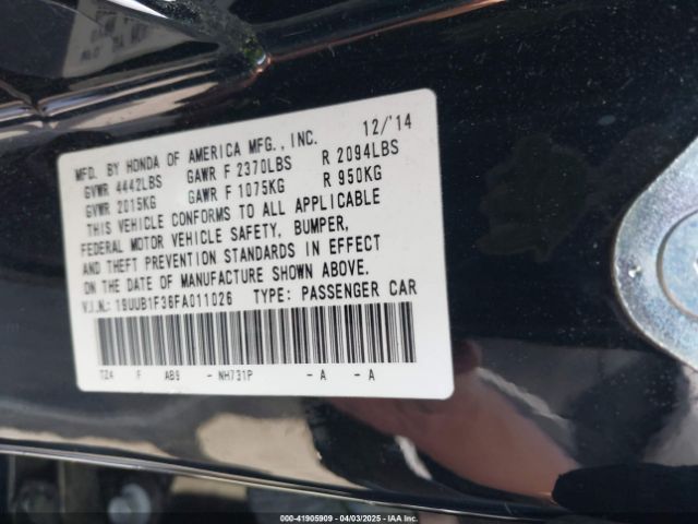 19UUB1F36FA011026 Acura TLX