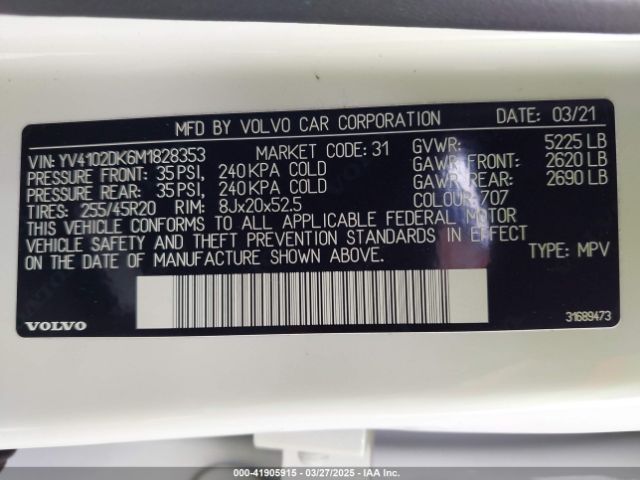 2021 VOLVO XC60 YV4102DK6M1828353 Photo 8