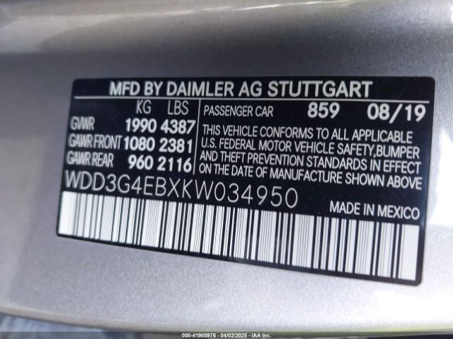 WDD3G4EBXKW034950 Mercedes-Benz A 220