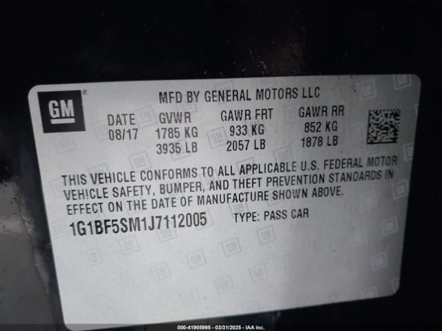 1G1BF5SM1J7112005 Chevrolet Cruze Premier Auto