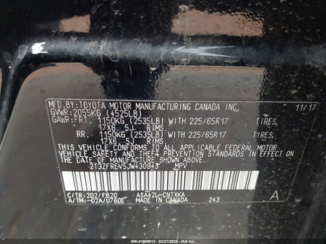 2T3ZFREV5JW430943 Toyota RAV4 LE