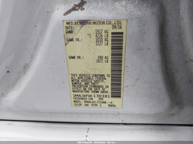 1N4AL3AP5HC130381 Nissan Altima 2.5 S