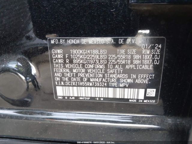 3CZRZ1H55RM739324 Honda Hr-v 2wd Sport/2wd Sport W/o Bsi