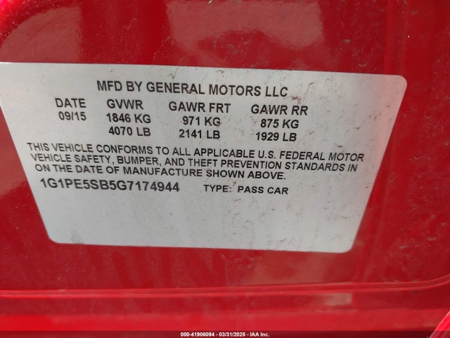1G1PE5SB5G7174944 Chevrolet Cruze Limited 1lt Auto