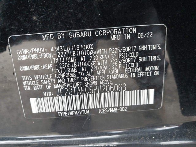JF2GTAEC6PH206063 Subaru Crosstrek Premium
