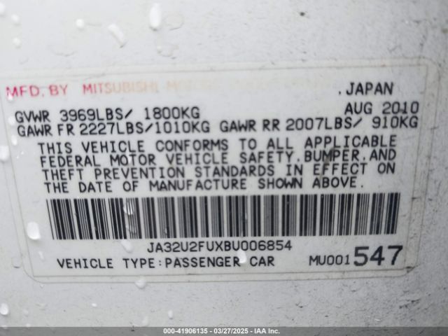 2011 MITSUBISHI LANCER JA32U2FUXBU006854 Photo 8