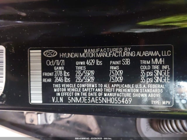 5NMJE3AE5NH055469 Hyundai Tucson Limited