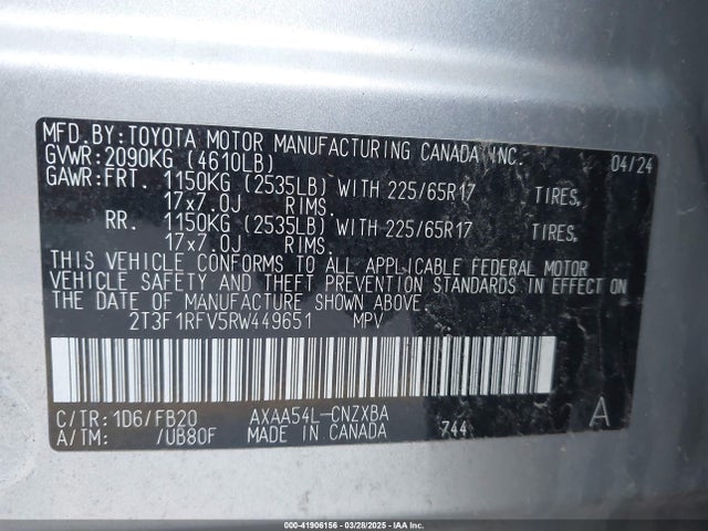 2T3F1RFV5RW449651 Toyota RAV4 LE