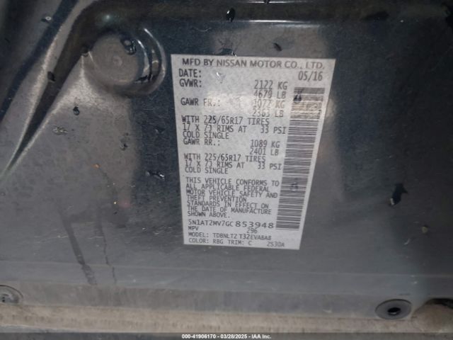 5N1AT2MV7GC853948 Nissan ROGUE SV