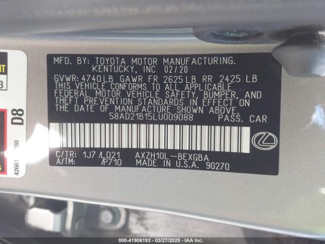 58AD21B15LU009088 Lexus ES 300H
