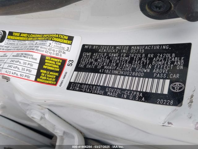 4T1BZ1HK3KU028800 Toyota Camry Xse V6