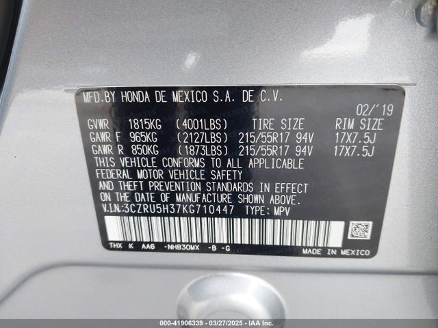 Honda HR-V LX 2019 3CZRU5H37KG710447 Image 9
