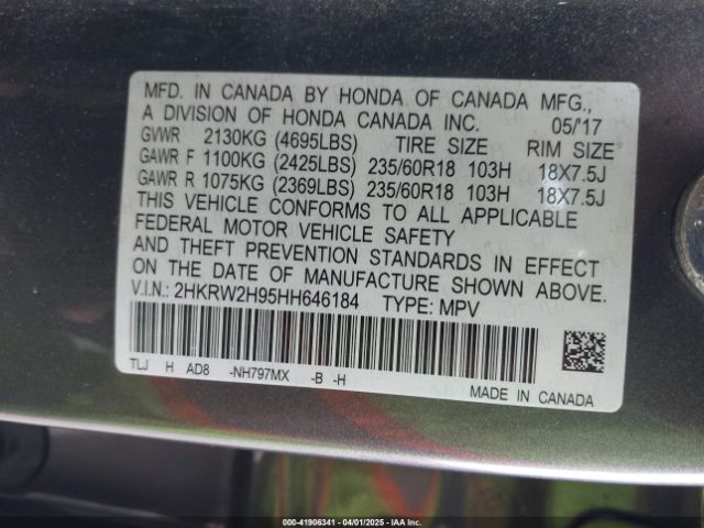 2HKRW2H95HH646184 Honda Cr-v Touring