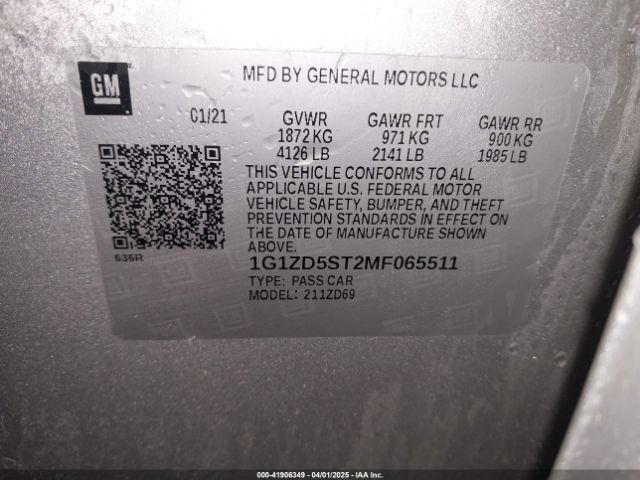 2021 CHEVROLET MALIBU 1G1ZD5ST2MF065511 Photo 8
