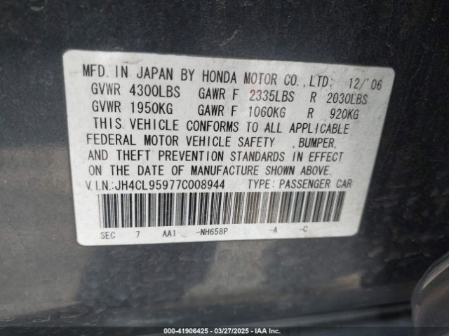 2007 ACURA TSX JH4CL95977C008944 Photo 8