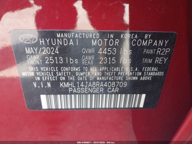 KMHL14JA8RA408709 Hyundai SONATA SEL