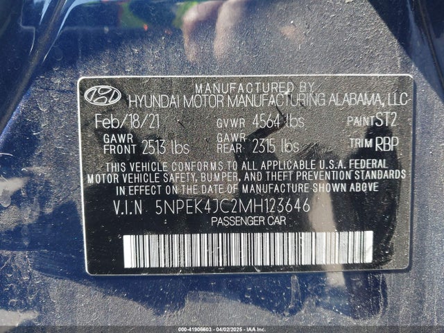 5NPEK4JC2MH123646 Hyundai t-gdi theta iii