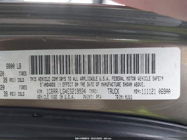 RAM 1500 2014 1C6RR7LG4ES219934 Image 9