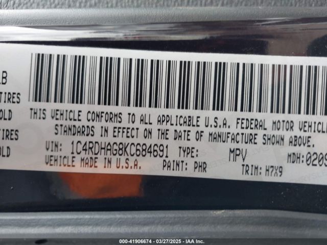 2019 DODGE DURANGO 1C4RDHAG8KC684691 Photo 8
