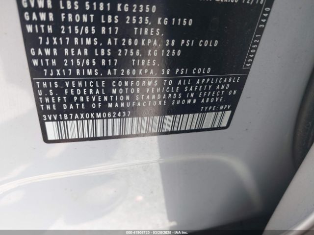 3VV1B7AX0KM062437 Volkswagen Tiguan 2.0t S