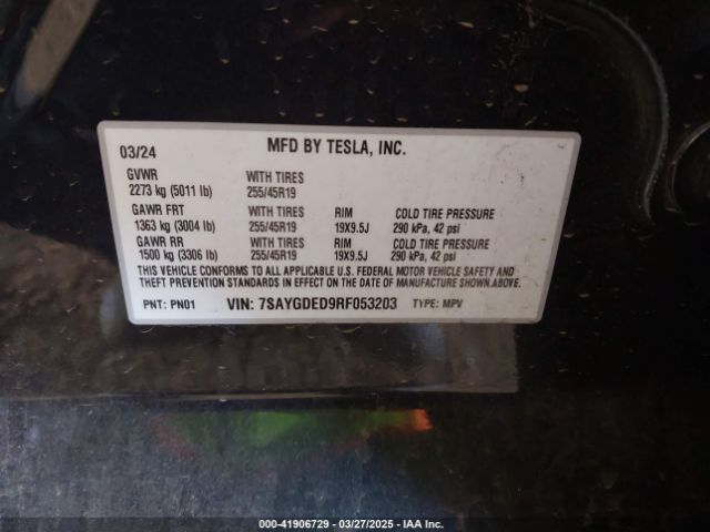 7SAYGDED9RF053203 Tesla Model Y