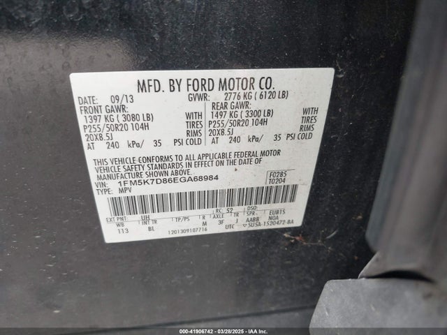 1FM5K7D86EGA68984 Ford EXPLORER XLT