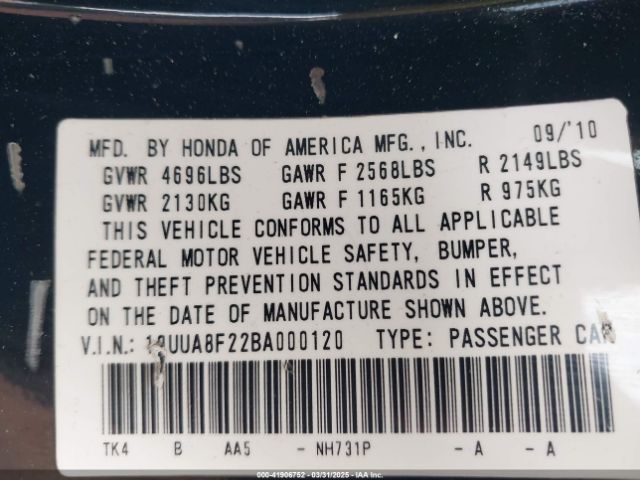 2011 ACURA TL 19UUA8F22BA000120 Photo 8