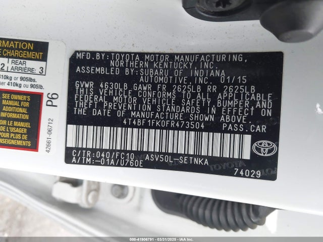 Toyota CAMRY LE 2015 4T4BF1FK0FR473504 Image 9