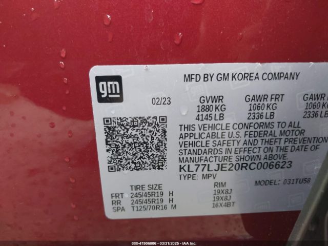 KL77LJE20RC006623 Chevrolet Trax Fwd 2rs