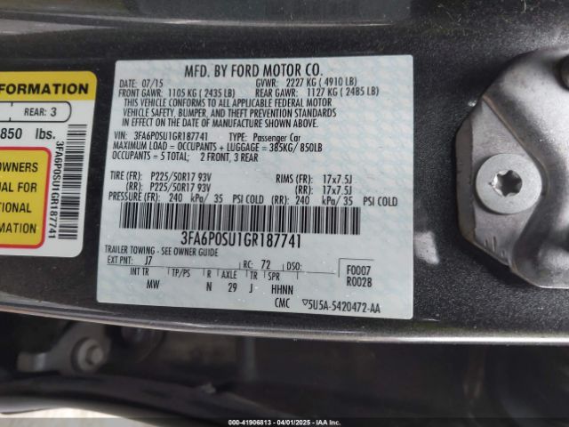 3FA6P0SU1GR187741 Ford Fusion Energi Titanium