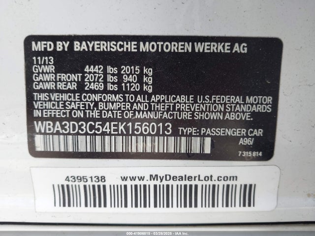BMW 328D 2014 WBA3D3C54EK156013 Image 9