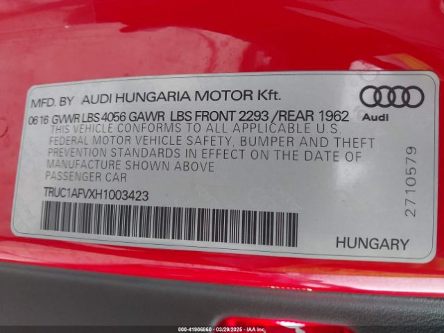 TRUC1AFVXH1003423 Audi Tts 2.0t